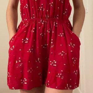 Red Floral Romper